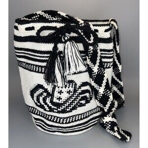 Wayuu Mochila Bucket Bag Drawstring Tassel Boho Colombian Handbag Bogota Western